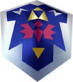 The Hylian Shield as seen when obtained from Ocarina of Time