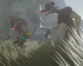 Link facing off against 2 Moblins in-game.