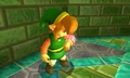 Link looking at Ravio's Bracelet