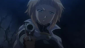 Agnès confronting and preparing to shoot Richmont.