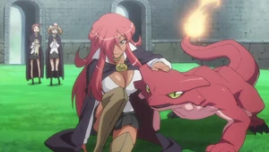 Kirche and her familiar, Flame.