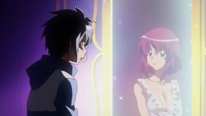 Saito sees Henrietta after he touches the mirror.