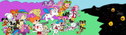 The trio and toy characters fighting the glitches by chloedh1001 deubk9w-fullview