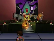 Spongebob (the one hogging the center of the photo) and Tak (not the Irken Invader) in front of Zim's house. (Beta)