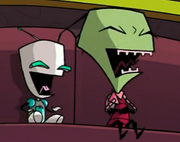 Zim and gir laughing together