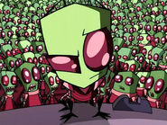 Purple: “It can't be!” Oh, great... It’s him... Creepy Zim! The evil little juvenile Irken delinquent who everyone hates.