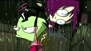Zim ignored the umbrella and took Gaz as a human shield against the rain.