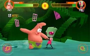 Zim battling Patrick Star from SpongeBob SquarePants.