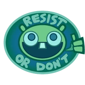 A recreation of the Resisty logo seen very briefly in Backseat Drivers from Beyond the Stars