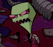 Zim with a particularly demented-looking face.