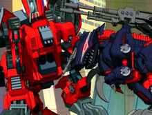 Raven faces off against one of Prozen's resurrected Geno Saurers in his Geno Breaker.