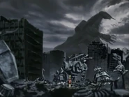 The Death Saurer's original rampage and genocide of the Ancient Zoidian civilization.