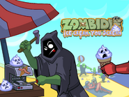 Zombie minions playing beach ball with Giant Zombie