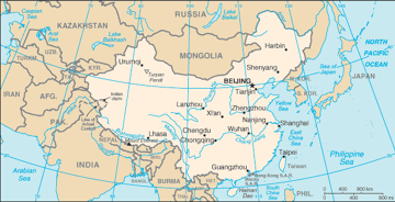 Map depicting present day china