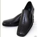 Polished leather dress shoes.