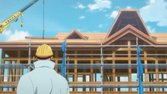 The inhabitants of Saga help in the reconstruction of Franchouchou's mansion