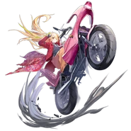 Arte completo de “Motociclista del amanecer” completamente dañada