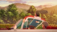 On the hood of his car