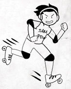 Sam's drawing of himself as a Rollerguard. (Season 7 Mission 1: Sorry for Party Rocking)