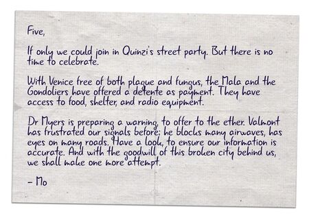 A handwritten note from Mo.