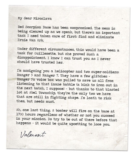 A typed note signed by Valmont.