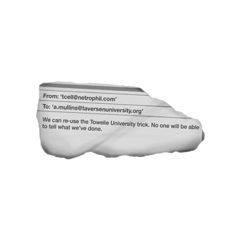 A torn scrap of a printed-out email.