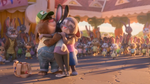 Judy hugs her parents.