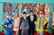 Ginnifer Goodwin with Judy Hopps, Shakira, Jason Bateman, and Nick Wilde