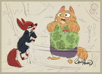 Nick Wilde with Hugo, an early concept design of Clawhauser