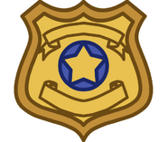 A police badge emoticon from the Club Penguin Zootopia Takeover.