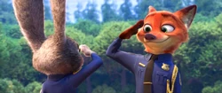 Judy and Nick salute each other.
