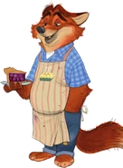 Gideon wearing an apron for his business