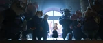 Bellwether is surrounded by Chief Bogo and the reunited prey and predator police
