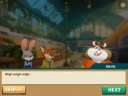 Merle trying to talk with his mouth full