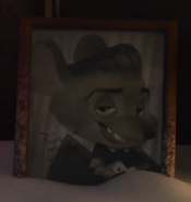A signed portrait of Jerry Vole in Mr. Big's house