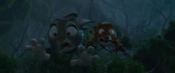 After a narrow escape from a savage Manchas, Judy and Nick fall through the Rainforest District.