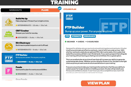 Training Plan Window