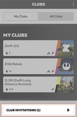 My Clubs Screen