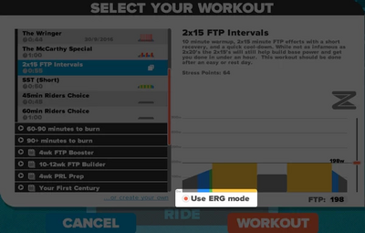 ERG Mode Screen